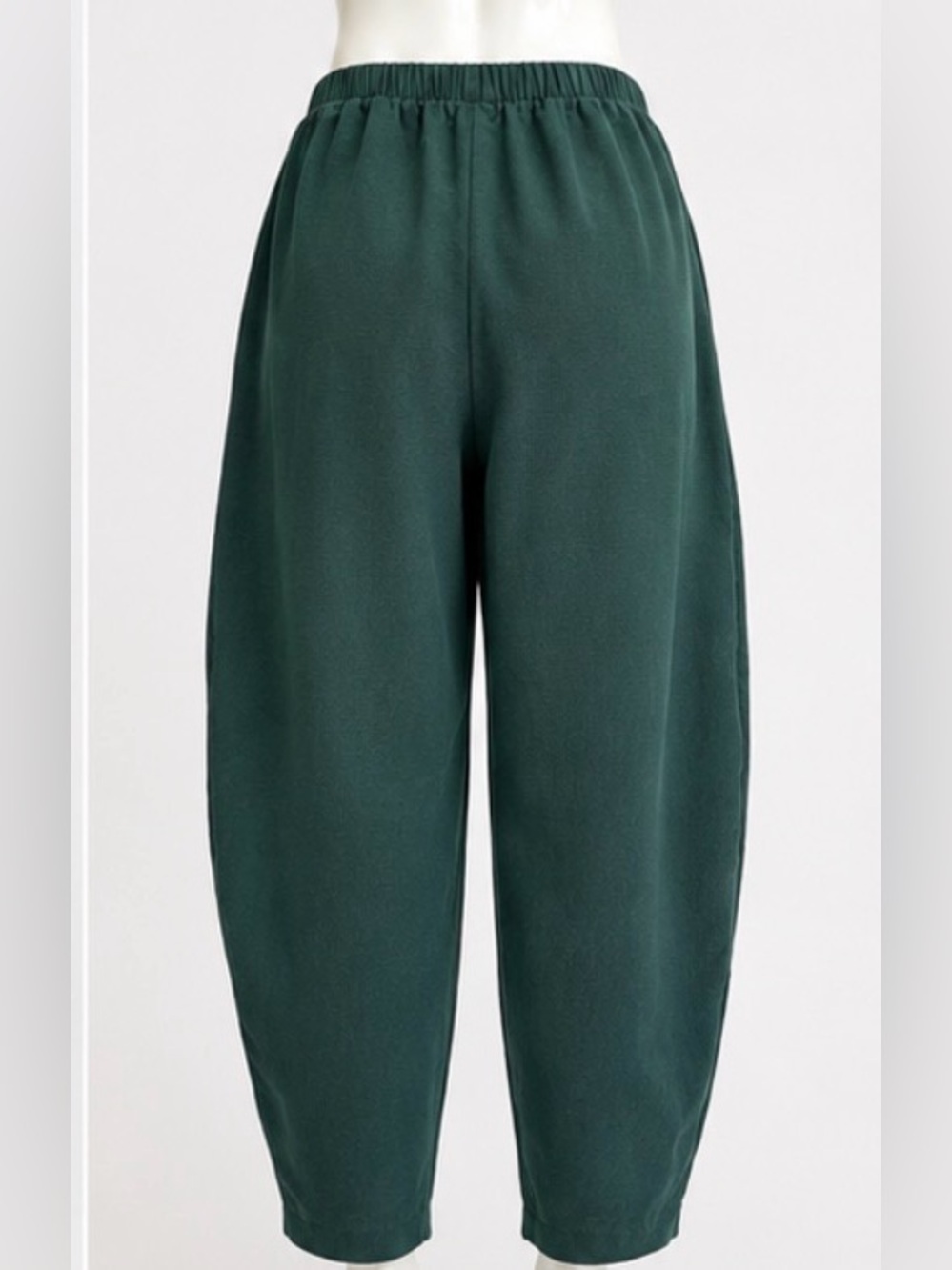 Vintage Dark Green Cropped Wide-Leg Pants